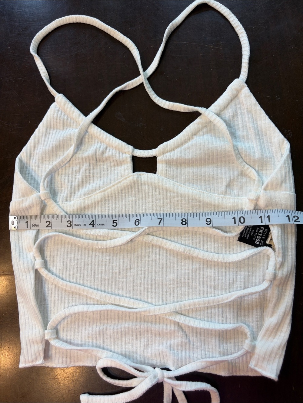 POL Ivory Ribbed Back Strap Cropped tank Top - Picture 4 of 5